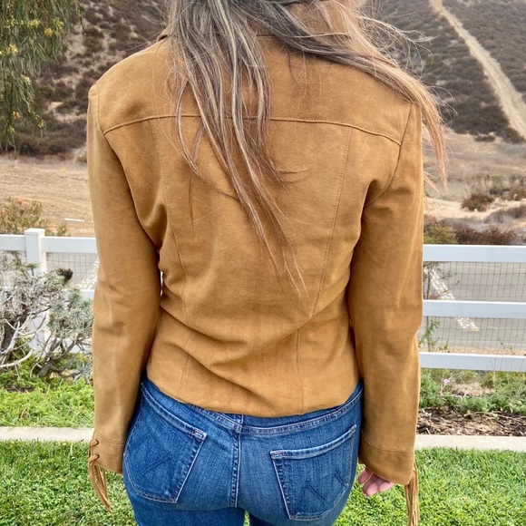 Vintage Paolo Santini 100% Suede Leather Lace Up Bohemian Long Sleeve Top - Picture 8 of 15